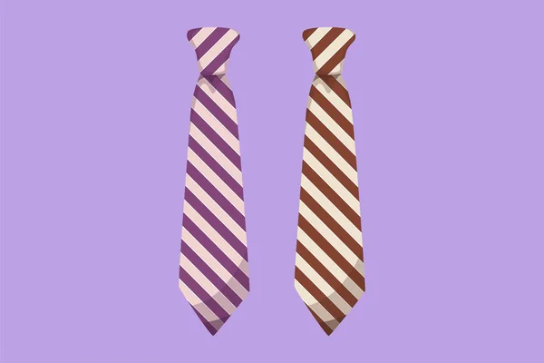 Cartoon Flachen Stil Zeichnung Zwei Gestreifte Krawatte Symbol Logo Etikett — Stockvektor