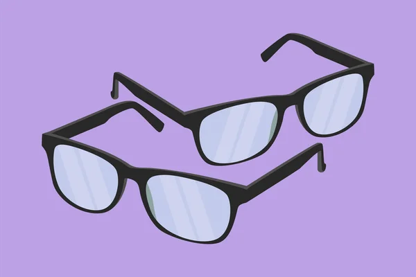 字符平画风格眼镜标志标签 现代时髦的眼镜 时尚阅读眼镜 光学商店标志图标模板的清洁眼镜 卡通设计矢量图解 — 图库矢量图片