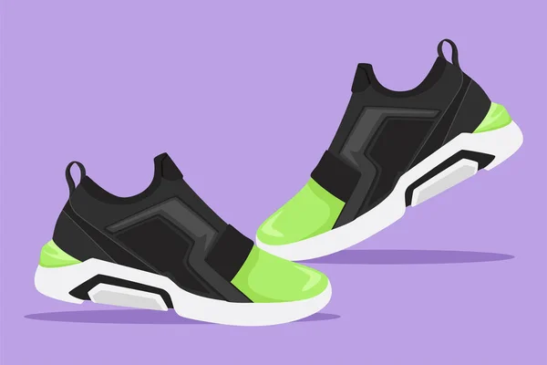 Tecknad Platt Stil Teckning Stiliserade Gym Sneakers Skor För Träning — Stock vektor