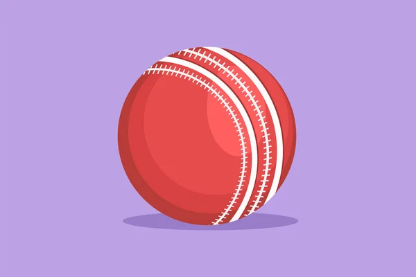 Carácter Plano Dibujo Rojo Tradicional Bola Cricket Logotipo Etiqueta Símbolo — Vector de stock