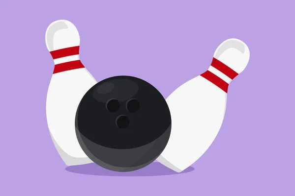 Dibujo Gráfico Diseño Plano Bolos Bolos Bowling Juego Deportes Interior — Vector de stock