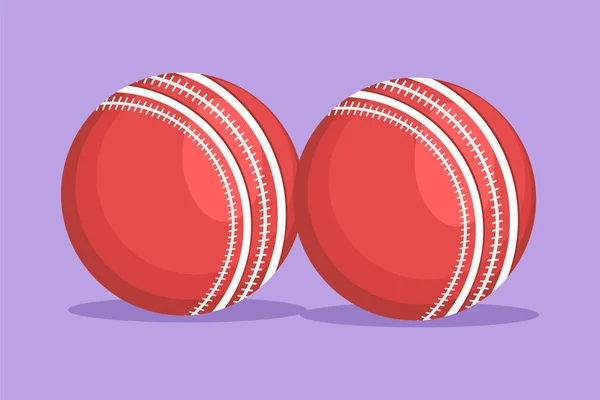 Karakter Platte Tekening Gestileerde Rode Traditionele Cricket Bal Logo Pictogram — Stockvector