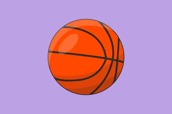 Étiquette Icône Balle Basket Dessin Animé Style Plat Équipement Sportif — Image vectorielle