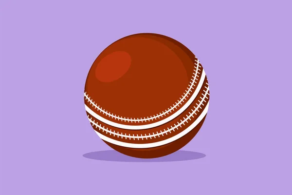 Karakter Düz Kırmızı Çizim Geleneksel Kriket Topu Logosu Etiket Sembol — Stok Vektör