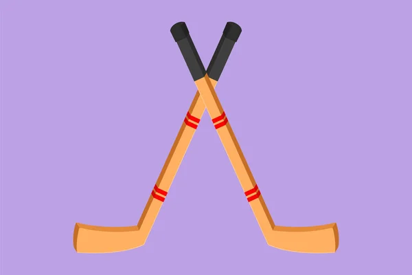 Cartoon Flat Style Drawing Stylized Ice Hockey Stick Logotype Hockey — Stock Vector
