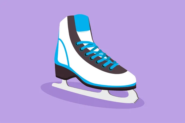 Cartoon Flat Style Drawing Stylized White Classic Ice Figure Skates — Stock Vector