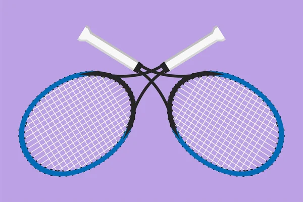 Cartone Animato Stile Piatto Disegno Racchette Tennis Incrociato Icona Logo — Vettoriale Stock