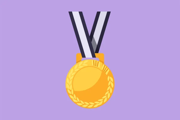 Graphisme Plat Dessin Médaille Icône Prix Premier Champion Symbole Récompense — Image vectorielle