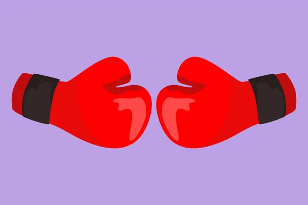 Graficzny Płaski Projekt Rysunek Stylizowane Czerwone Rękawice Bokserskie Uderzające Razem — Wektor stockowy