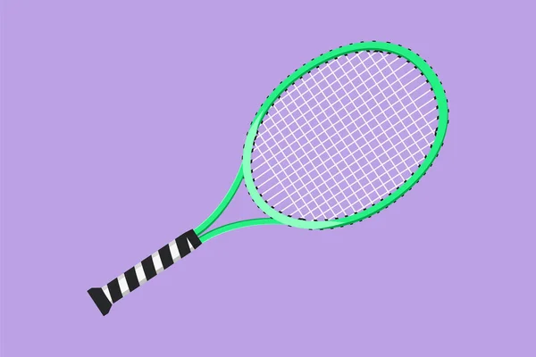 グラフィックフラットデザイン図面テニスラケットロゴタイプラベルテンプレートシンボル ゲームのためのテニスギア テニスコートスポーツ スポーツ クラスとしてのテニス アウトドア活動 漫画スタイルベクターイラスト — ストックベクタ