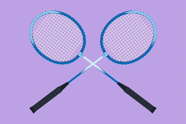 平面设计素描风格羽毛球球拍标志 羽毛球运动比赛的球拍 锦标赛的运动器材 法院和室内的卫生活动 卡通风格矢量插图 — 图库矢量图片