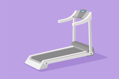 Çizgi film düz stil, eğimli profesyonel koşu bandı çiziyor. Spor jimnastik aletleri. Antrenman için koşu bandı çalıştırıyorum. Koşu bandı makine simgesi logo sembolü. Grafik tasarım vektör çizimi