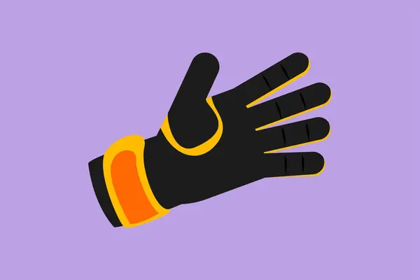 Character Flat Drawing Soccer Goalkeeper Gloves Logo Goalkeeper Protection Gloves — Stock Vector