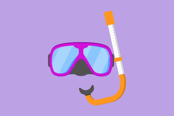 Cartoon Flat Style Drawing Diving Snorkel Mask Tube Breathing Snorkeling — Stock Vector