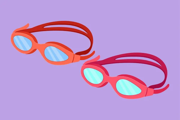 用于游泳标志 符号的平面平面设计画框眼镜 游泳护目镜比赛 专业游泳池设备 卡通风格矢量插图 — 图库矢量图片