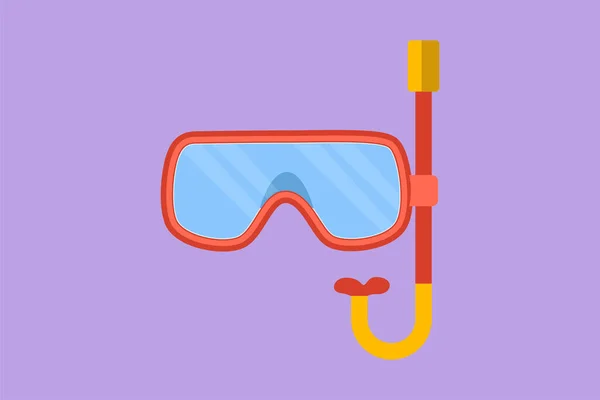 Cartoon Flat Style Drawing Diving Snorkel Mask Tube Breathing Snorkeling — Stock Vector
