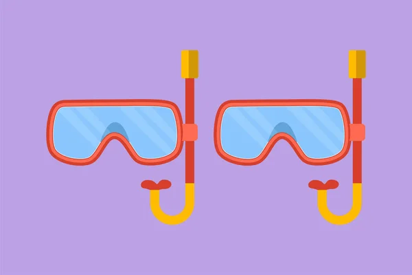 Diseño Plano Gráfico Dibujo Buceo Máscara Snorkel Con Tubo Para — Vector de stock