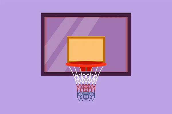 漫画フラットスタイルの図面スタイリッシュなバスケットボールフープまたはバスケットボールのバスケットのロゴ ラベル アイコン シンボル 円形のネット スポーツジムの装備 スポーティブバスケット グラフィックデザインベクターイラスト — ストックベクタ