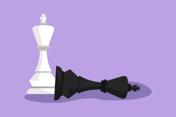 Графический Плоский Рисунок Фигур Деревянных Шахмат Шахматной Доске Король Королева — стоковый вектор