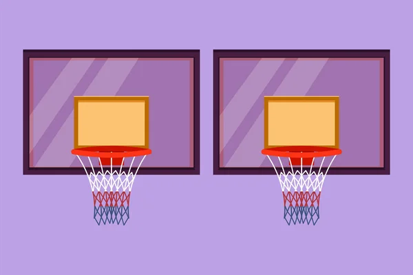 Cartoon Platte Stijl Tekening Basketbal Hoepel Basketbal Mand Logo Sjabloon — Stockvector