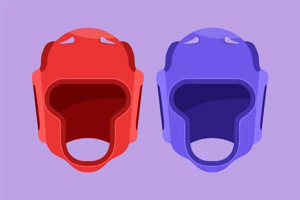 Caractère Plat Dessin Stylisé Casque Boxe Vue Face Logo Étiquette — Image vectorielle