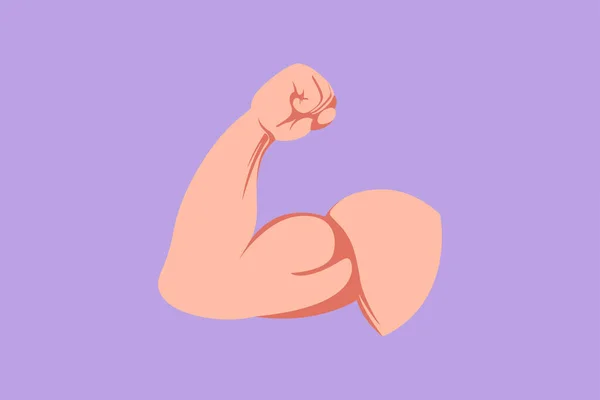 Dessin Animé Style Plat Bras Biceps Forte Icône Main Puissance — Image vectorielle