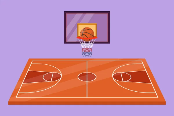 Мультфільм Плоский Стиль Малювання Баскетбольного Майданчика Яча Кільця Спортивна Активність — стоковий вектор