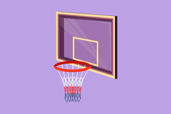 卡通平板画风格风格的篮球圈或篮筐标志 网络与圆形 设备体育场馆 好动的篮子图形设计矢量说明 — 图库矢量图片