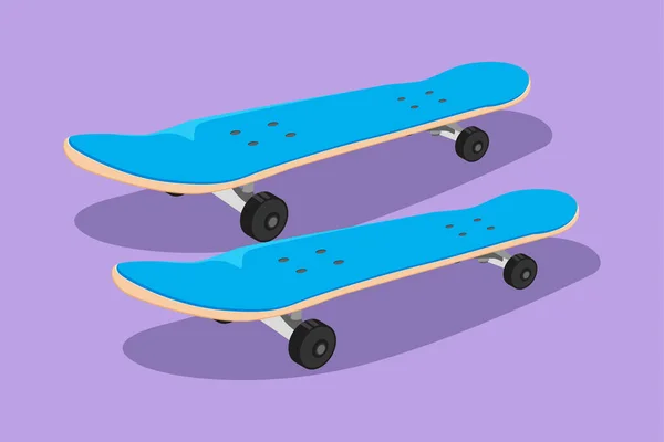 Grafik Flaches Design Zeichnung Stilisierten Alten Retro Skateboard Auf Straße — Stockvektor