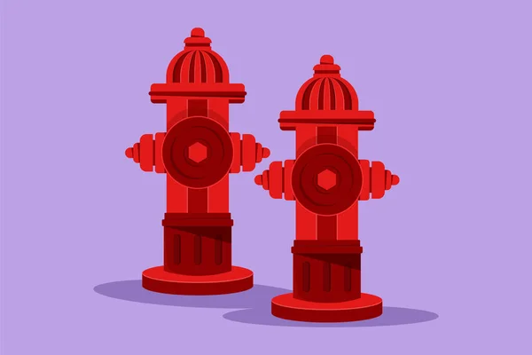 Grafický Plochý Design Kresby Stylizované Červené Požární Hydrant Nástroj Používaný — Stockový vektor