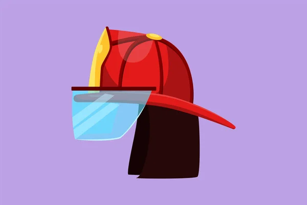 Dessin Animé Style Plat Casque Pompier Rouge Avec Verre Protection — Image vectorielle