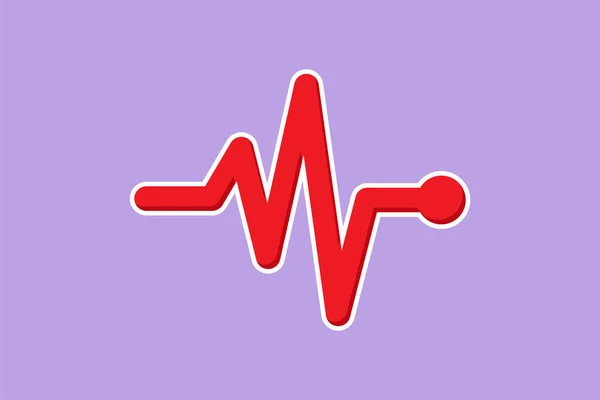 Символ Плоский Рисунок Значок Сердцебиения Логотип Лейбл Пульс Кардиомонитора Сердцебиение — стоковый вектор