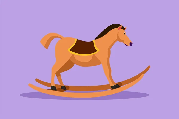 Desenhos Animados Estilo Plano Desenho Madeira Balançando Cavalo Cadeira Logotipo — Vetor de Stock