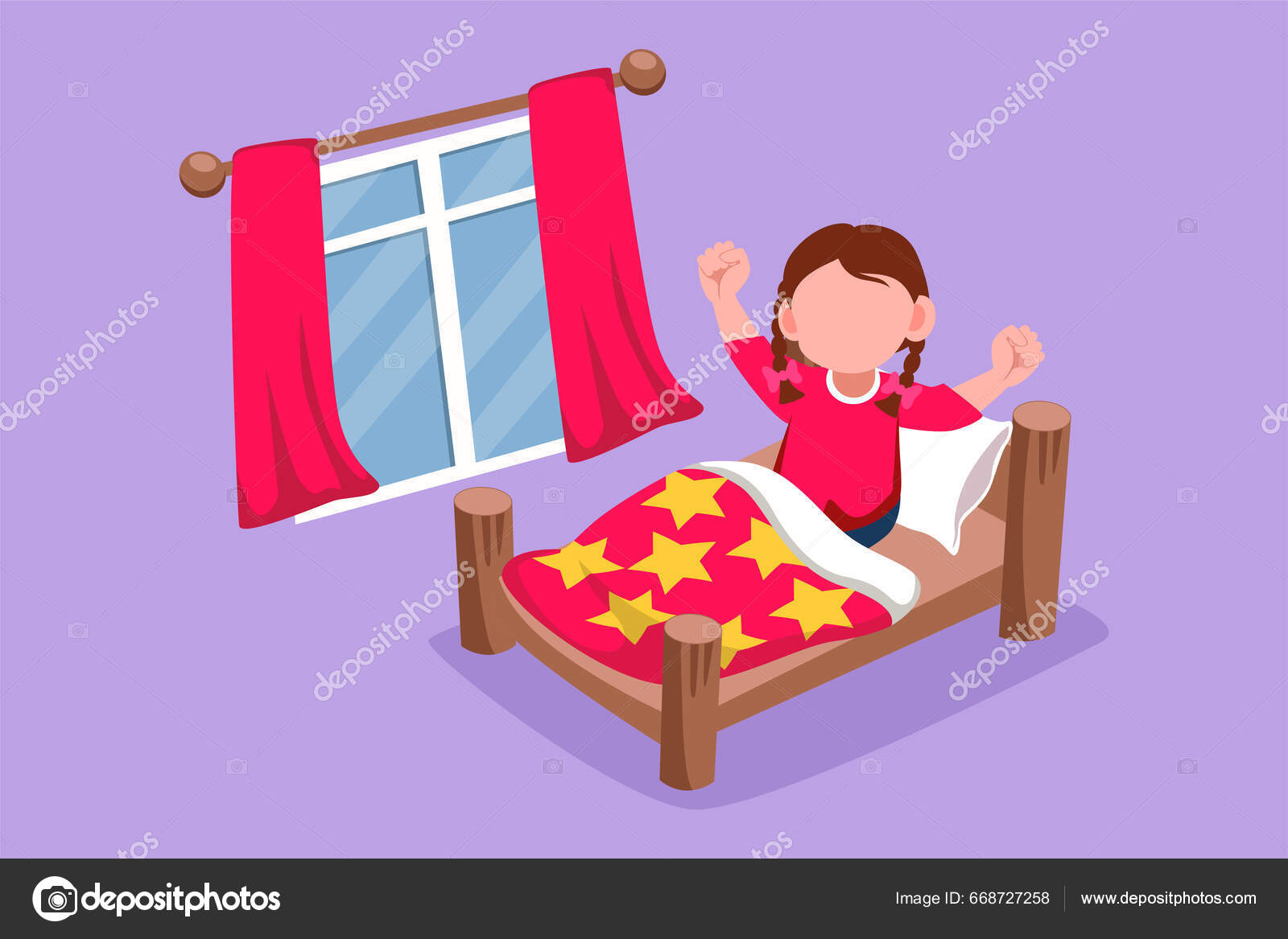 Tegn Flad Tegning Smuk Lille Pige Vågner Stadig Gabende Stadig Stockvektor  af ©onetime1234 668727258, image size:1600x1167