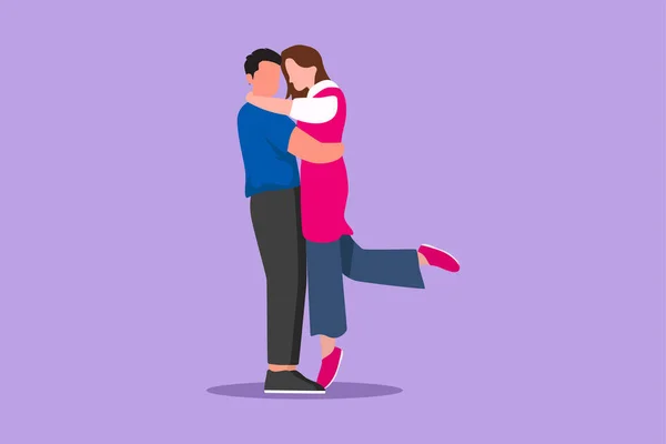 Charakter Flache Zeichnung Romantisches Paar Liebe Küssen Und Umarmen Glücklicher — Stockvektor