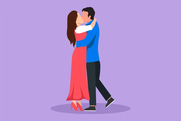 Personagem Plana Desenho Amoroso Casal Beijando Abraçando Casal Romântico Amantes — Vetor de Stock