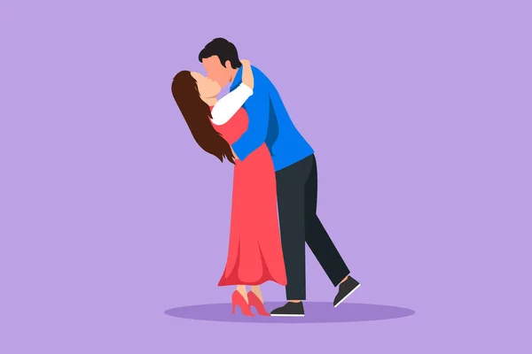 Graphisme Dessin Plat Gai Garçon Fille Amour Baisers Couple Amoureux — Image vectorielle