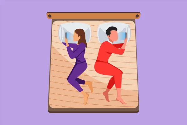 Cartoon Flatstyle Zeichnung Ehepaare Die Bett Liegen Wenden Einander Den — Stockvektor