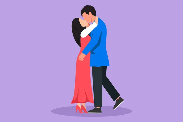 Zeichnung Eines Arabischen Paares Romantischer Pose Glücklicher Mann Küsst Und — Stockvektor