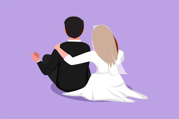 Cartoon Flachen Stil Zeichnung Verheiratete Mädchen Liebe Sitzen Auf Der — Stockvektor