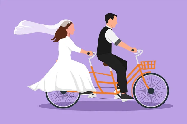 Grafisches Flaches Design Zeichnet Süßes Romantisches Ehepaar Nettes Paar Fährt — Stockvektor