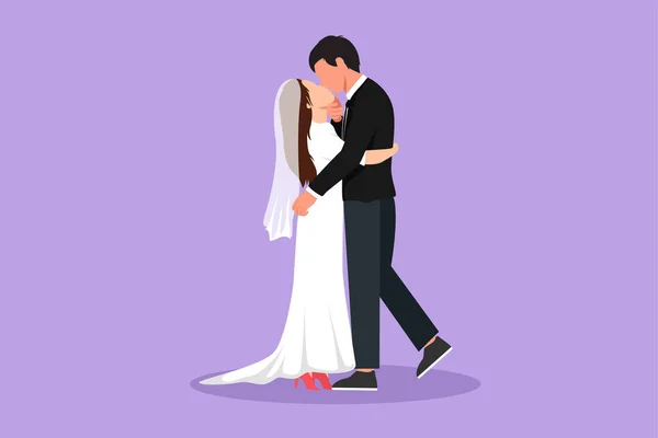Cartoon Plochý Styl Kreslení Roztomilý Manželský Pár Lásce Líbání Objímání — Stockový vektor