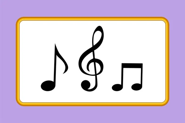 Grafische Flache Zeichnung Von Notenblättern Auf Notensystem Musikalisches Symbol Flachen — Stockvektor