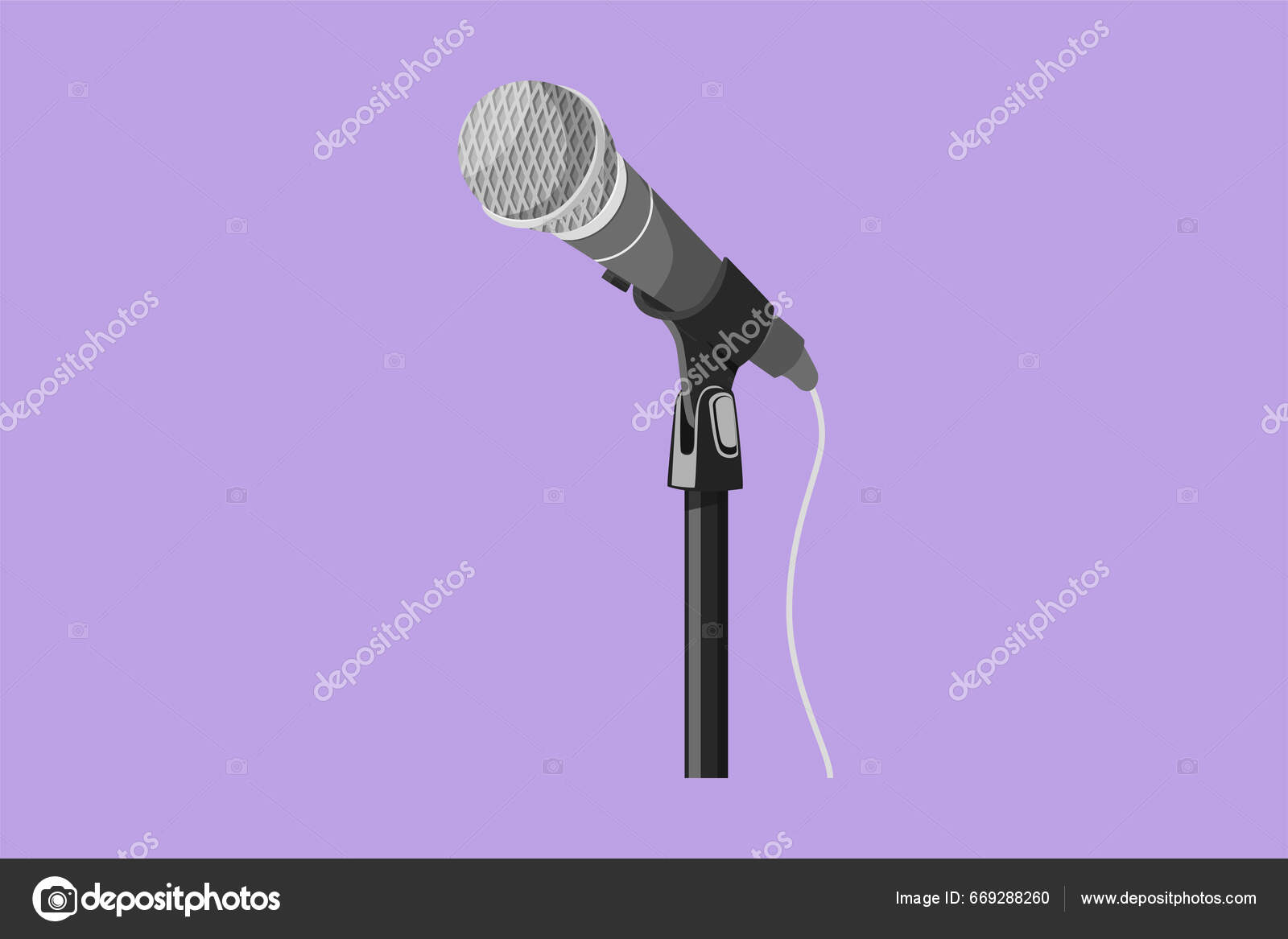 Rajzfilm Lapos Stílusú Rajz Modern Mikrofon Mikrofon Mikrofon Állvány Ikon  Stock Vektor: ©onetime1234 669288260