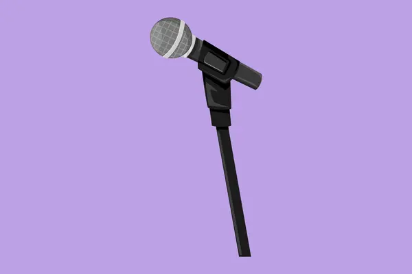 Graphisme Dessin Plat Stylisé Stand Mic Avec Microphone Sur Fond — Image vectorielle