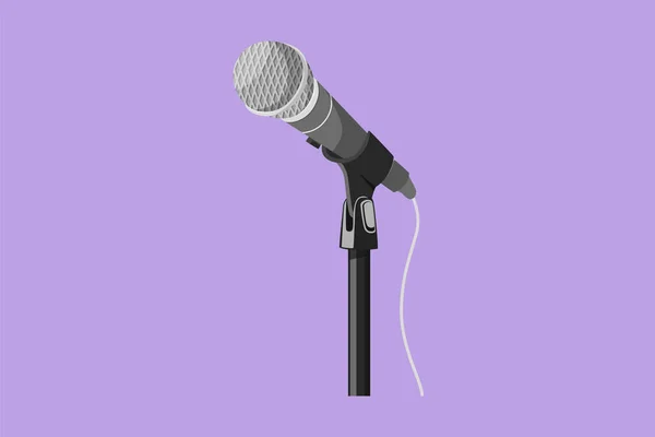 Dessin Dessin Animé Style Plat Microphone Moderne Sur Icône Support — Image vectorielle