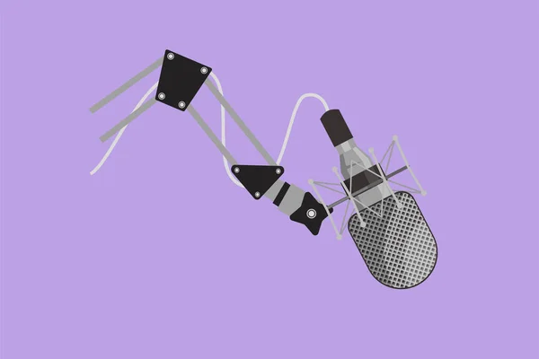 Κινούμενα Σχέδια Επίπεδη Στυλ Στούντιο Μικρόφωνο Στο Μικρόφωνο Stand Λογότυπο — Διανυσματικό Αρχείο