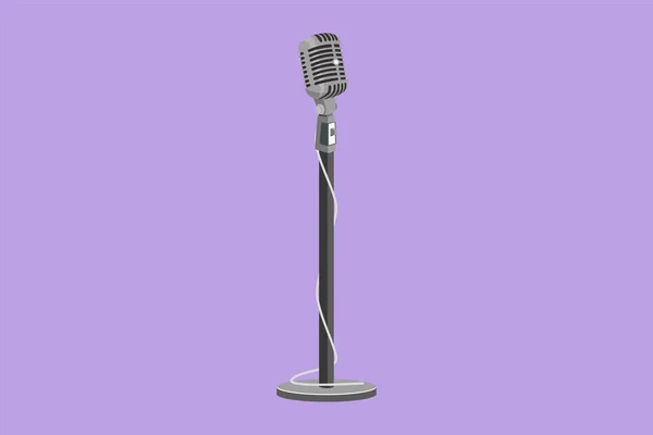 Dessin Animé Style Plat Dessin Vintage Logo Microphone Icône Isolée — Image vectorielle