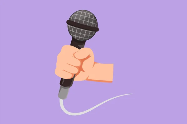 Personaje Plano Dibujo Karaoke Hombre Canta Canción Con Micrófono Cantante — Archivo Imágenes Vectoriales