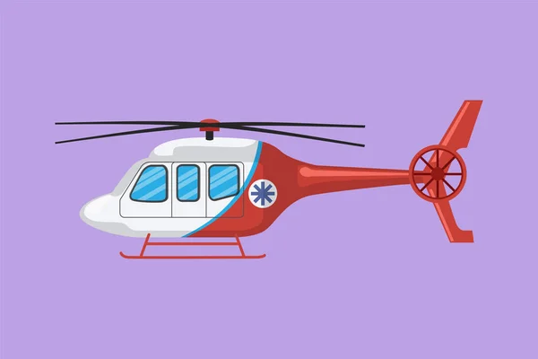 Tecknad Platt Stil Ritning Ambulans Helikopter Logotyp Evakueringshelikopter Sjukvård Sjukhus — Stock vektor